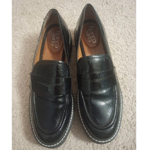 Women's Franco Sarto Black Chunky Loafers Y2K Goth 7.5 - Picture 2 of 3